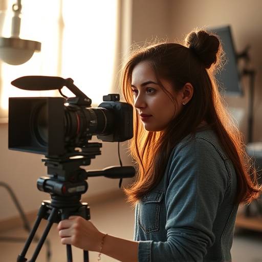 Isabella Garcia in film studio, student of Directing Mastery Academy