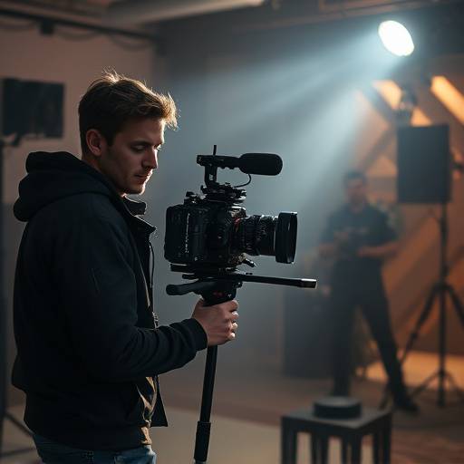 Noah Brown on film set, graduate of Directing Mastery Academy